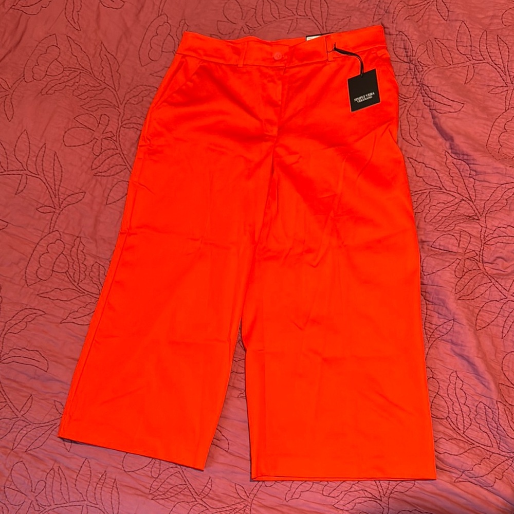Simply Vera Wang Women’s Size 14 Bright Orangey/Red Wide-Leg Capri Pants